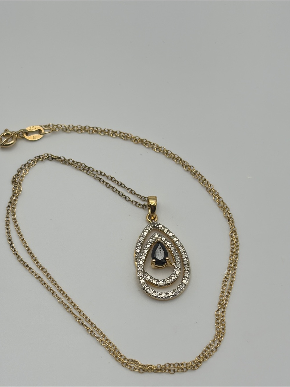 Ross-Simons Gold over Sterling Blue Sapphire Pendant Necklace